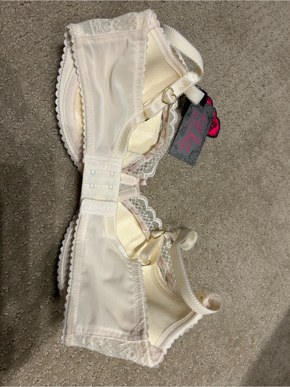 NWT 30DD Tutti Rouge Crème/Nude Liliana Lace Underwire Half Cup Bra w/ Bow - Picture 3 of 12